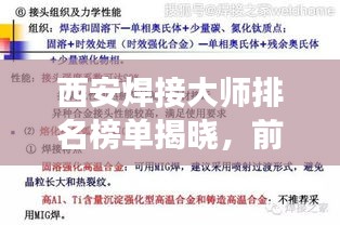 西安焊接大師排名榜單揭曉，前十名焊接工藝巨匠風采展示